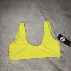 yellow boohoo swim top